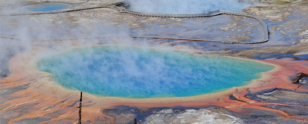 Mikroorganismen im Yellowstone Nationalpark (USA), die möglicherweise außerirdischen Ursprungs sind. 