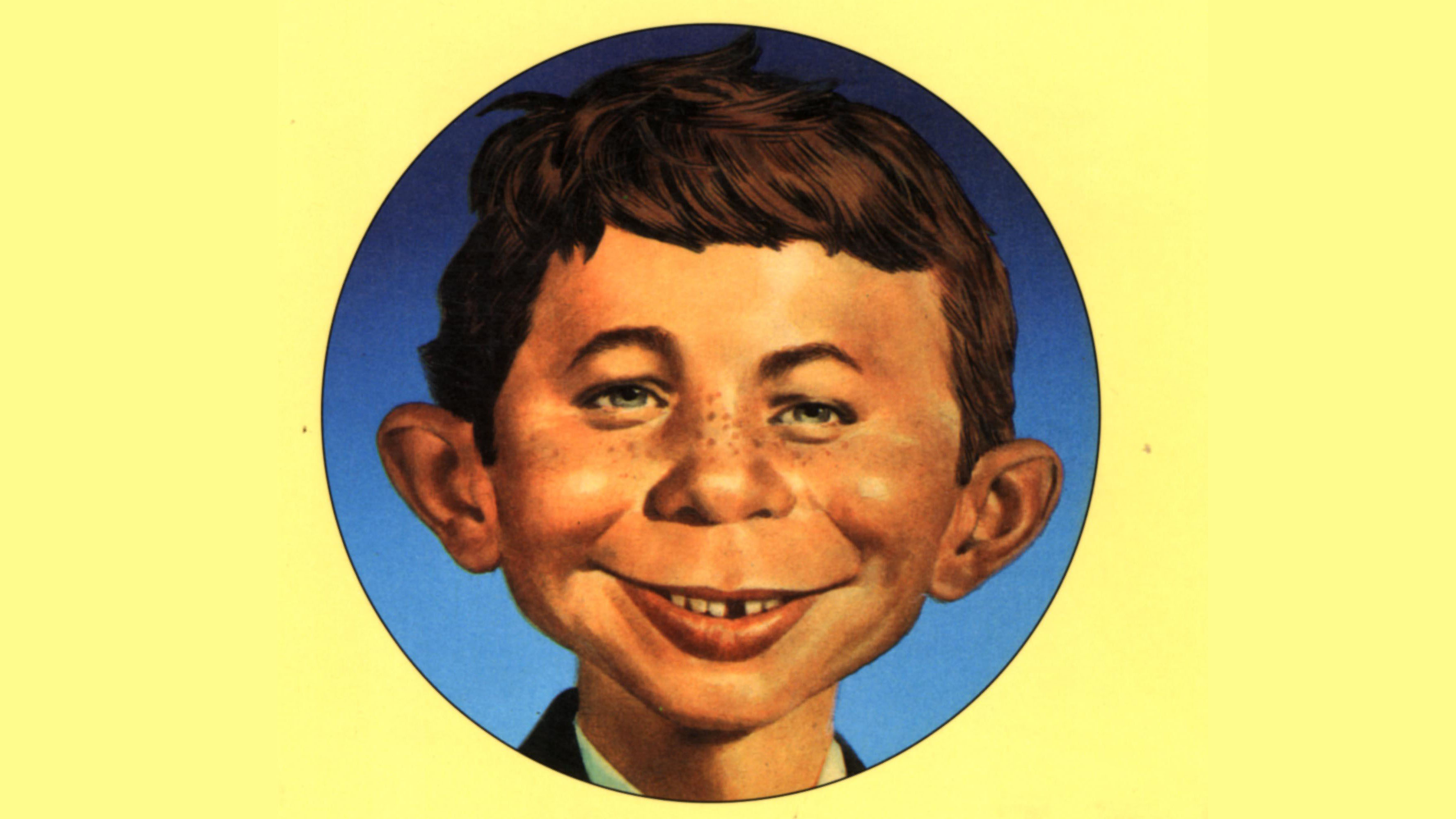 Das Maskottchen des Mad Magazines Alfred E. Neuman 