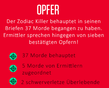 Die Opfer des Zodiac Killers